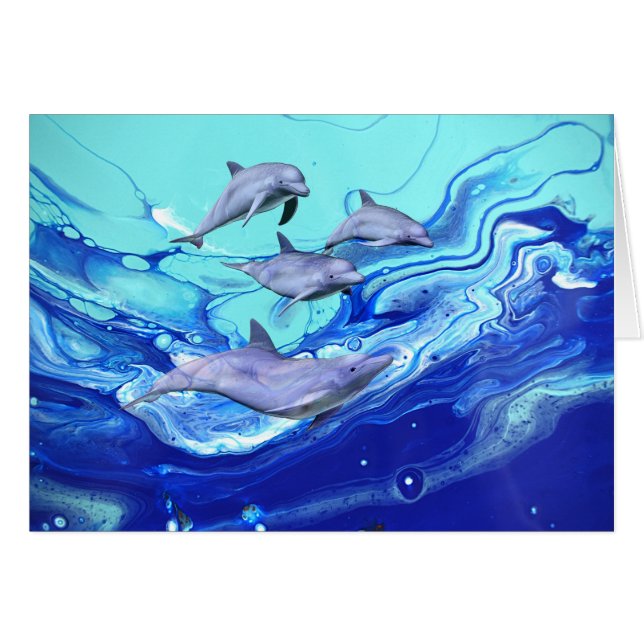 Dolphins Ocean Water Abstract Colourful Fluid Art (Front Horizontal)