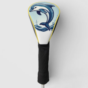 Dolphins ocean's wave luxury leather design golf head cover