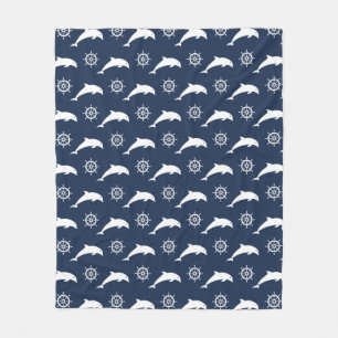 Dolphins On Parade Pattern Fleece Blanket
