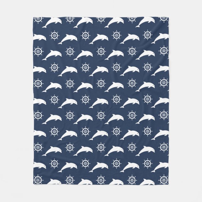 Dolphins On Parade Pattern Fleece Blanket (Front)