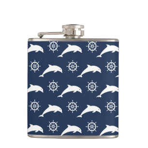 Dolphins On Parade Pattern Hip Flask