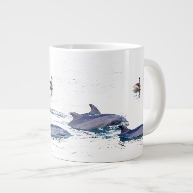 Dolphins & Pelican Jumbo Mug (Front Right)
