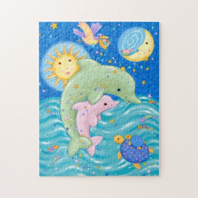 Dolphins Play Jigsaw Puzzle (Vertical)