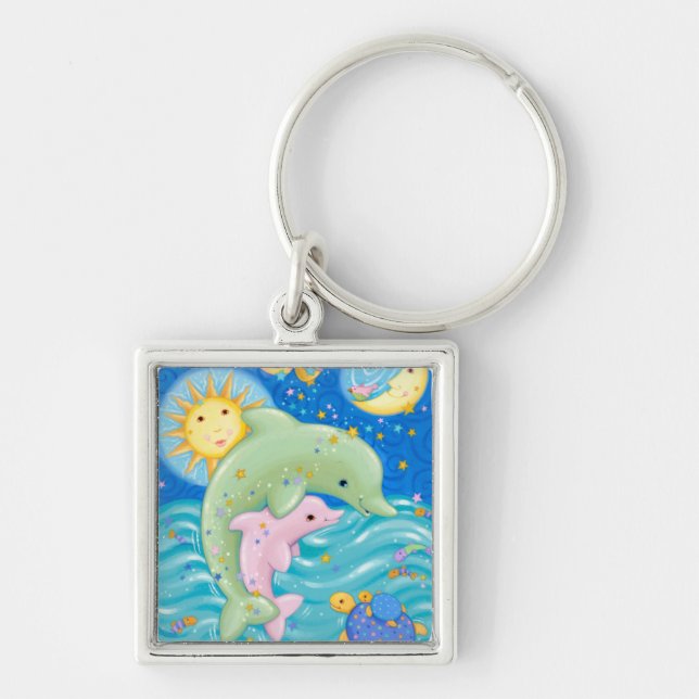 Dolphins Play Key Ring (Front)