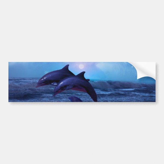 Dolphins playing in the ocean bumper sticker (Front)