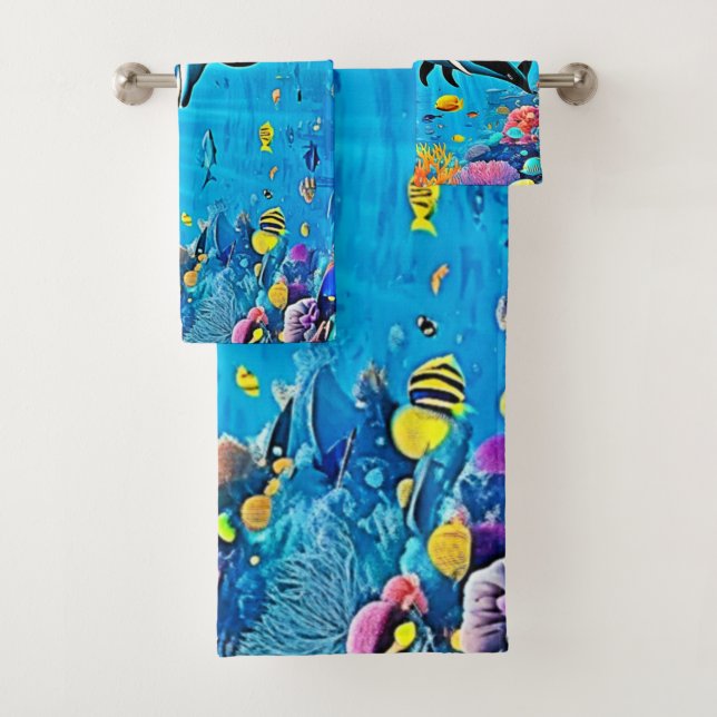 Dolphins & Reef: Underwater Joy Bath Towel Set (Insitu)
