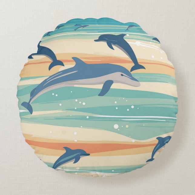 Dolphins Round Cushion (Front)