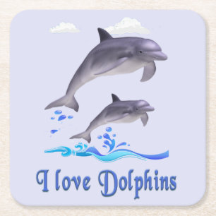 Dolphins Square Paper Coaster