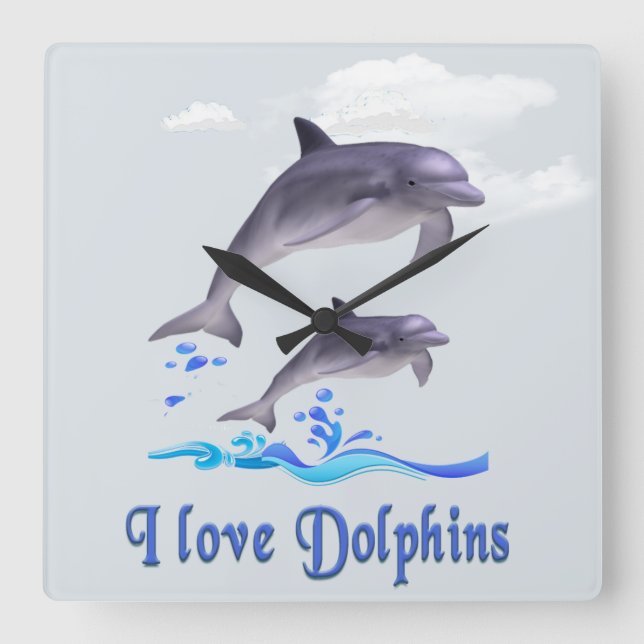  Dolphins  Square Wall Clock (Front)