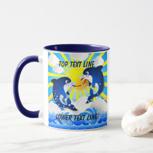 Dolphins & Sun Personalise Add Your Name or Text Mug
