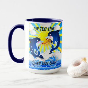 Dolphins & Sun Personalise Add Your Name or Text Mug