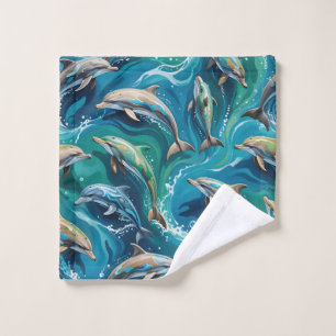 Dolphins swim bath towel set