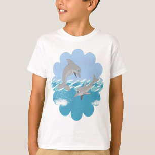 Dolphins Swimming in the Ocean Cartoon T-Shirt