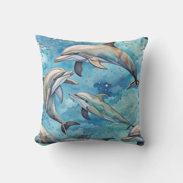 Dolphins swimming in the sea  cushion (Front)