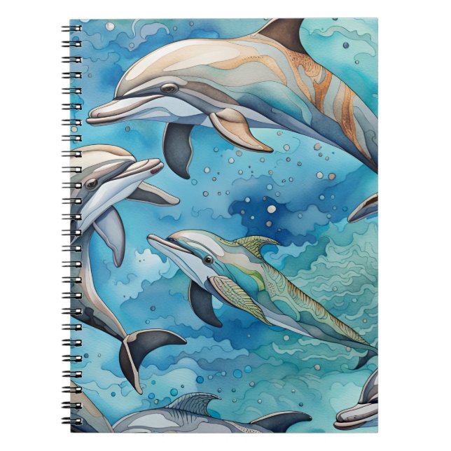 Dolphins swimming in the sea  notebook (Front)
