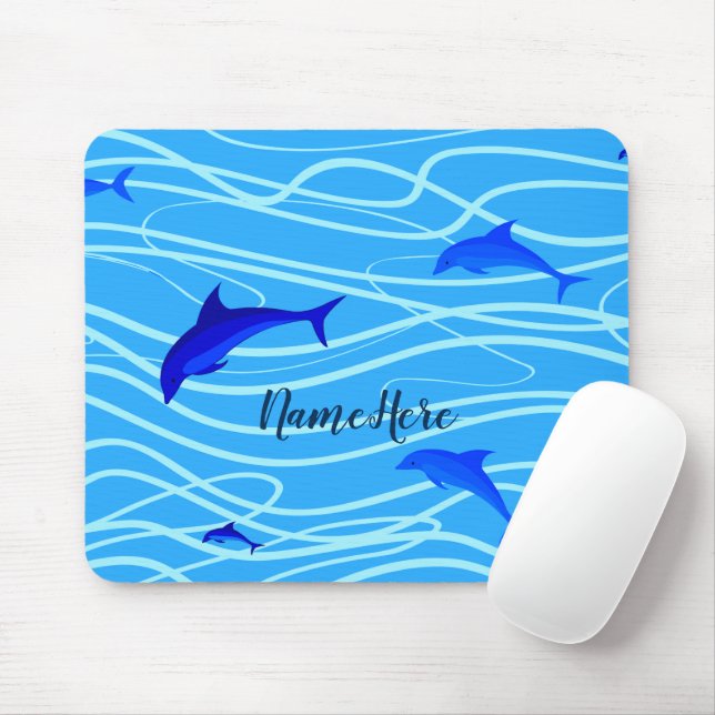 Dolphins Swimming Personalise Add Your Name or Tex Mouse Pad (With Mouse)