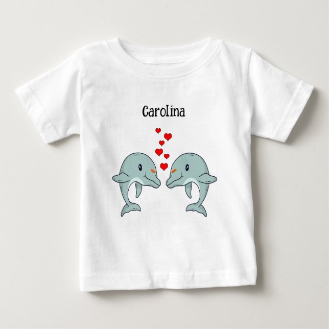 Dolphins, totally cute, love each other   baby T-Shirt (Front)