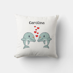 Dolphins, totally cute, love each other   cushion