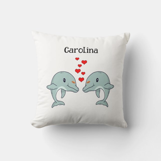 Dolphins, totally cute, love each other   cushion (Front)