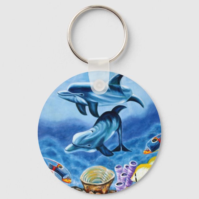 Dolphins Tropical Fish Key Ring (Front)