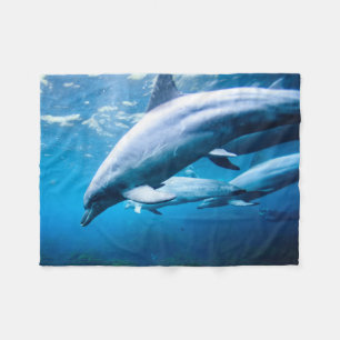 Dolphins Underwater Fleece Blanket