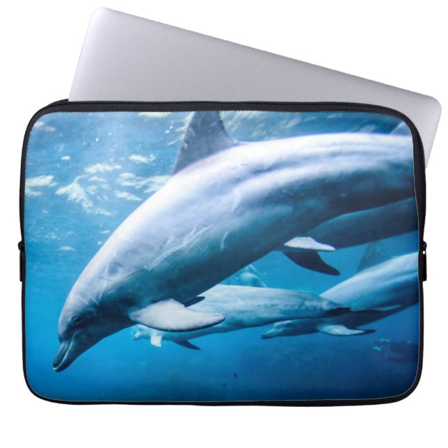Dolphins Underwater Laptop Sleeve (Front)