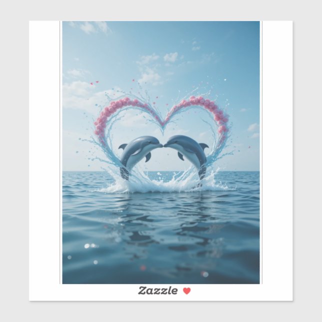 Dolphins Valentine Tropical Love Heart Ocean (Sheet)