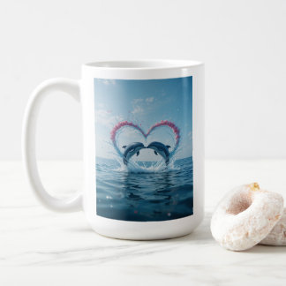 Dolphins Valentine Tropical Love Heart Ocean Coffee Mug