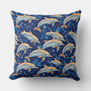 Dolphins vibrant pattern cushion