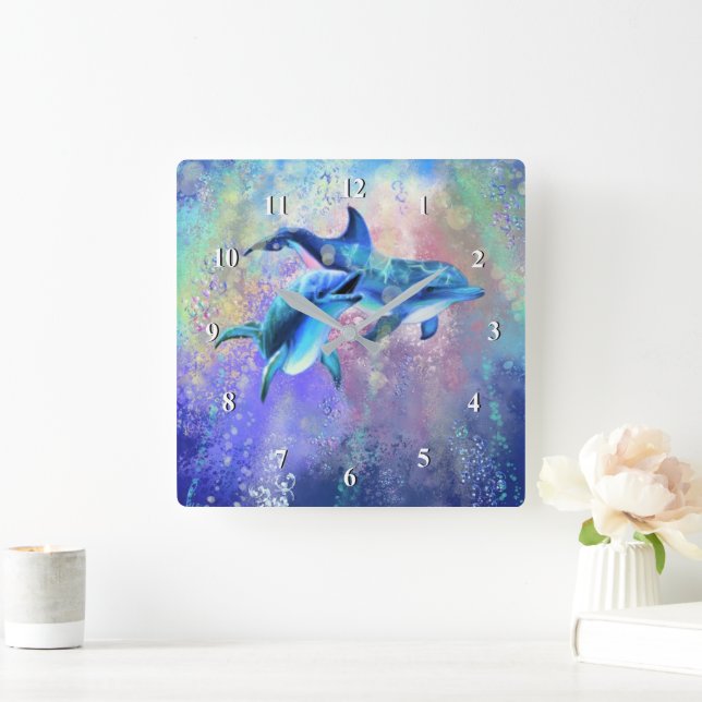 Dolphins Wall Clock Happy Couple (Home)