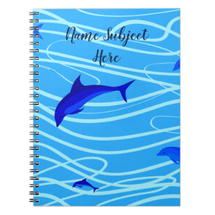 Dolphins & Water Personalise Add Your Name or Text Notebook