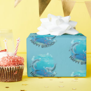 Dolphins World Birthday  Wrapping Paper