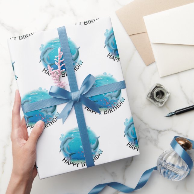 Dolphins World Birthday Wrapping Paper (Gifting)
