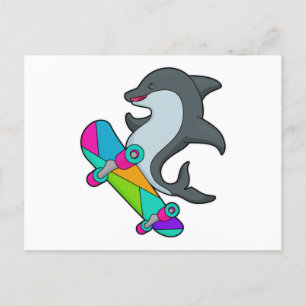 Dolpin as Skater with Skateboard Postcard