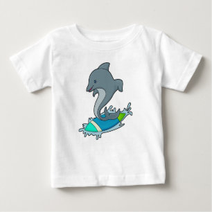 Dolpin as Surfer with Surfboard Baby T-Shirt