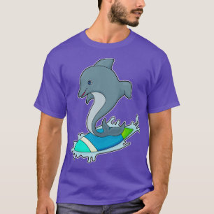 Dolpin as Surfer with Surfboard T-Shirt