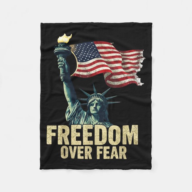Dom Over Fear Statue Of Liberty Flag Graphic  Fleece Blanket (Front)