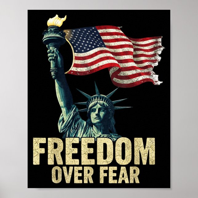 Dom Over Fear Statue Of Liberty Flag Graphic  Poster (Front)