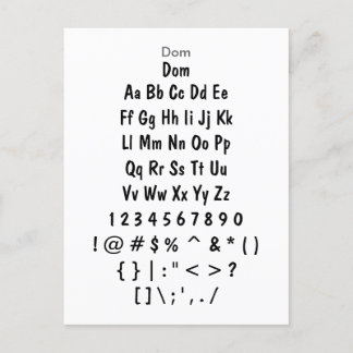 Dom - Zazzle Font Sampler Sheet Postcard
