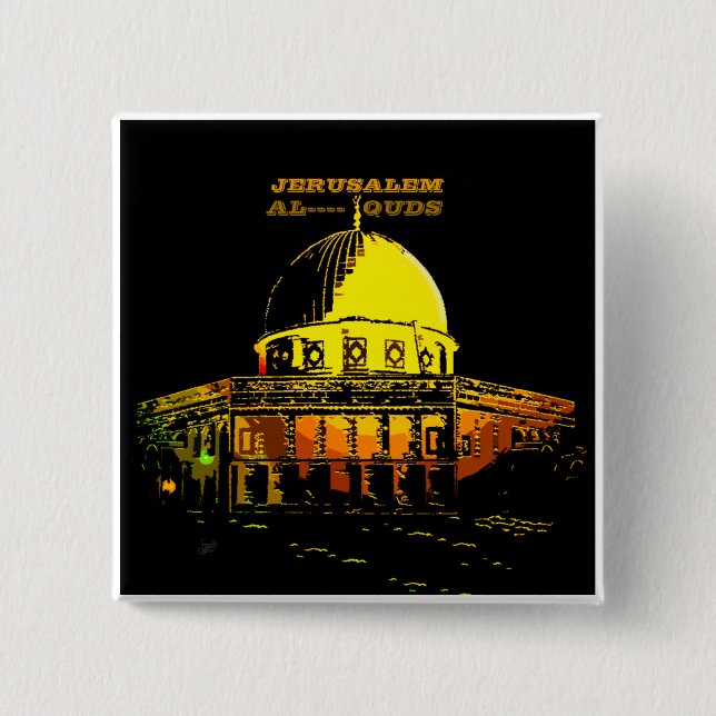 Dome of the Rock, Jerusalem 15 Cm Square Badge (Front)