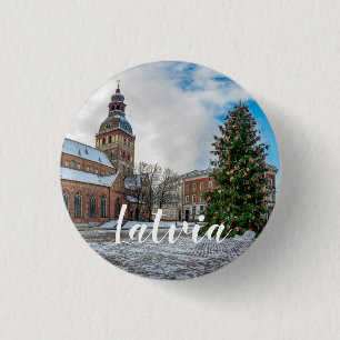 Dome square with Christmas tree in Riga 3 Cm Round Badge