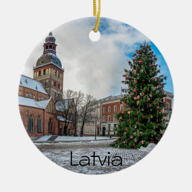 Dome square with Christmas tree in Riga Ceramic Ornament (Front)