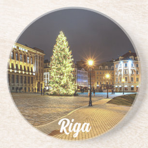 Dome Square with Christmas tree in Riga Coaster