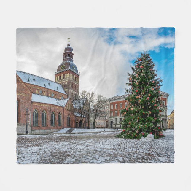 Dome square with Christmas tree in Riga Fleece Blanket (Front (Horizontal))