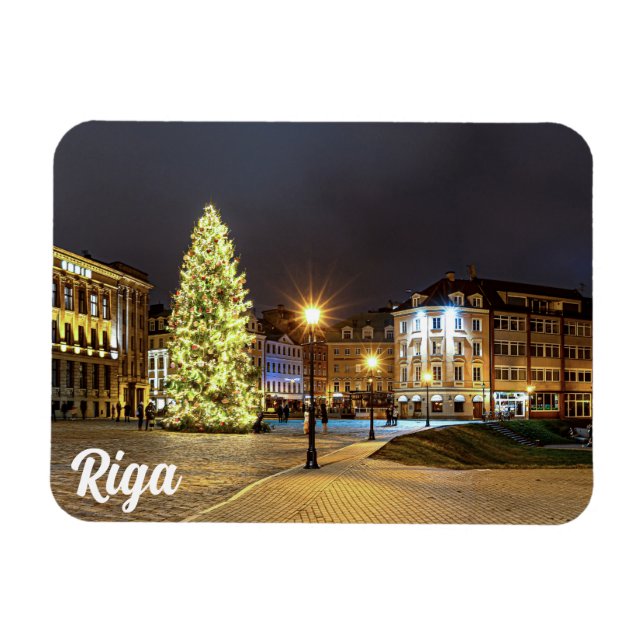 Dome Square with Christmas tree in Riga Magnet (Horizontal)