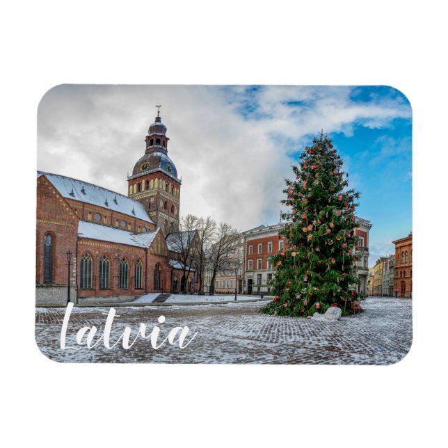 Dome square with Christmas tree in Riga Magnet (Horizontal)