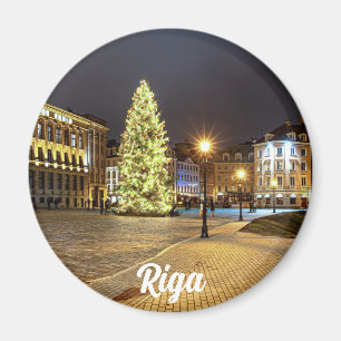 Dome Square with Christmas tree in Riga Magnet