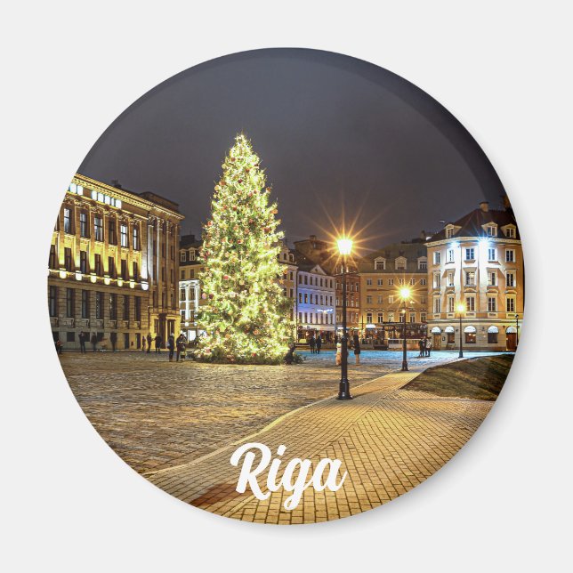 Dome Square with Christmas tree in Riga Magnet (Front)