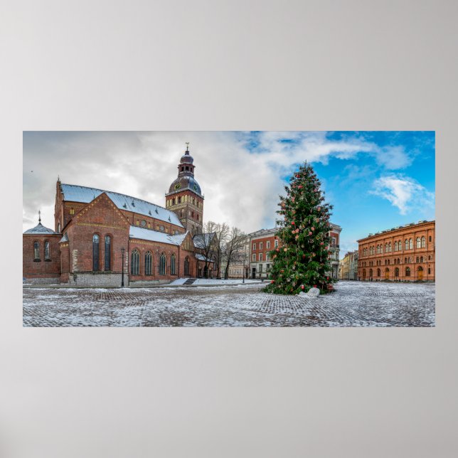 Dome square with Christmas tree in Riga Poster (Front)