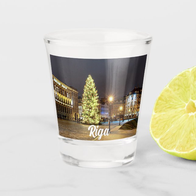 Dome Square with Christmas tree in Riga Shot Glass (Front)